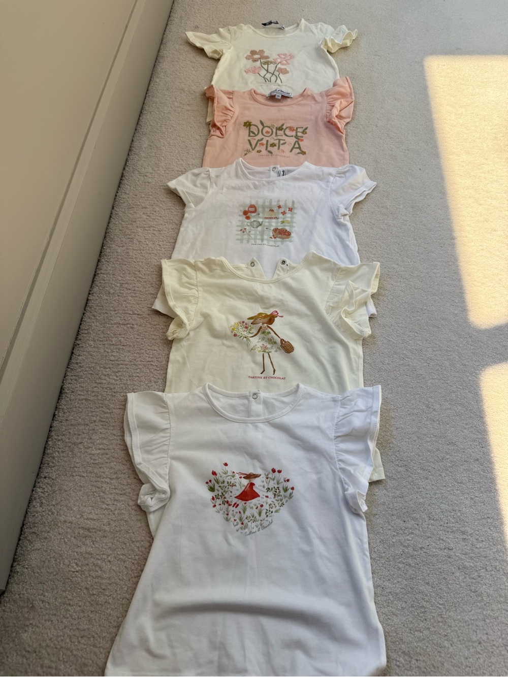 Lot of 5 Tartin et Chocolat Girls Short Sleeved Tops